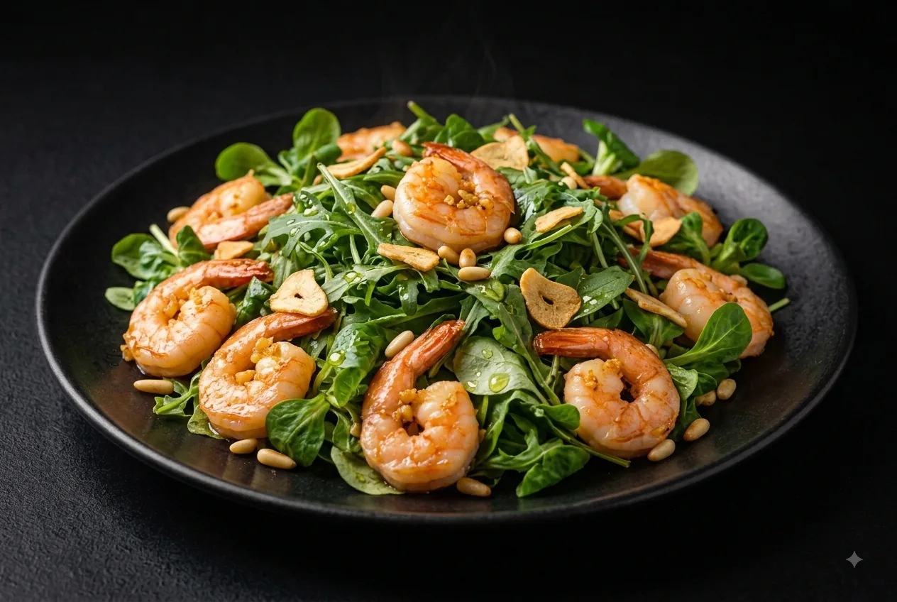 Ensalada templada de gambas