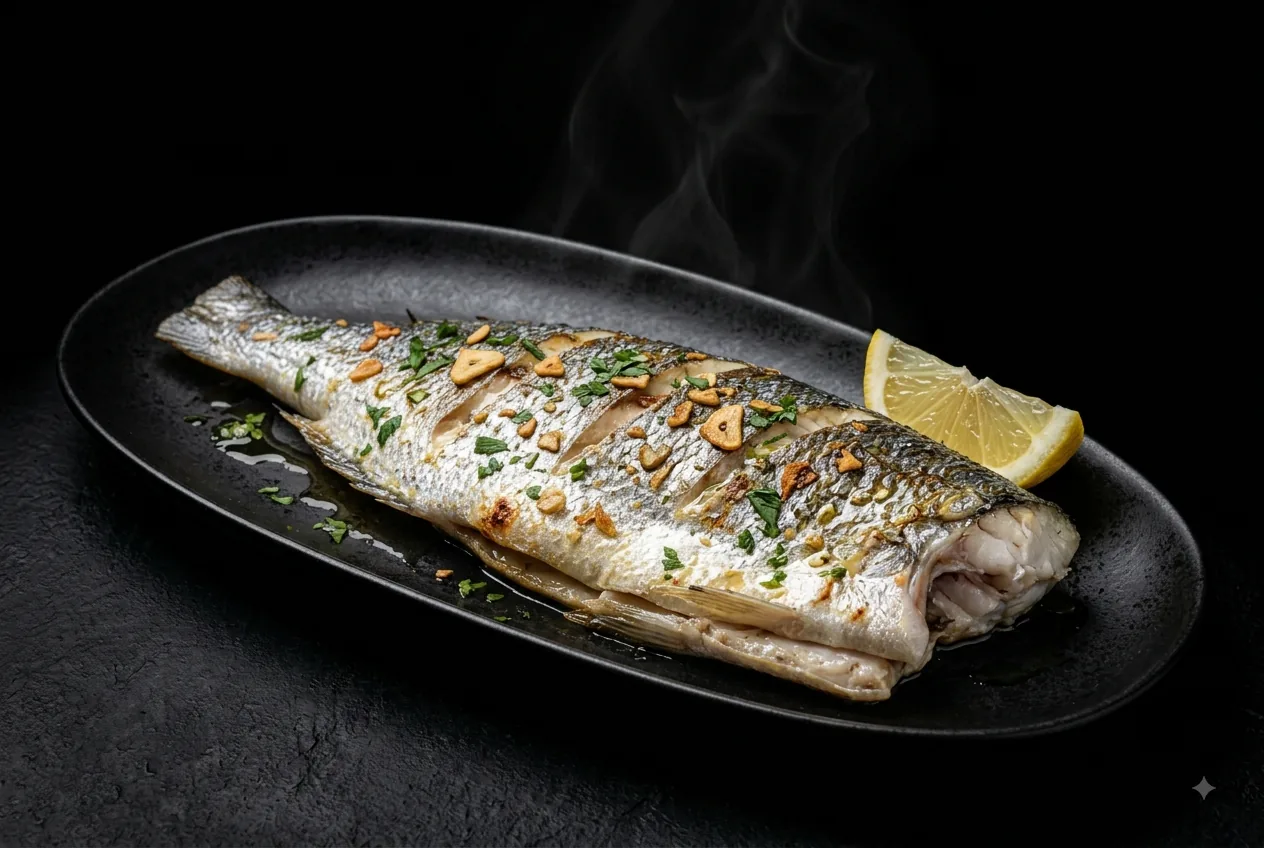 Lubina despinada a la plancha